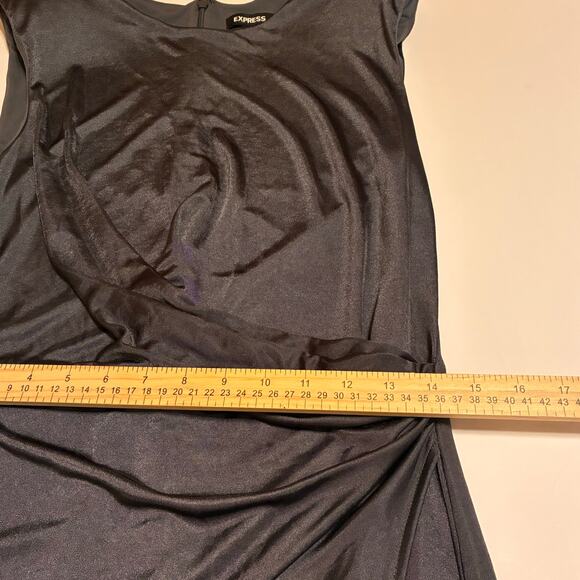 Express Metallic Silver Gray Sleeveless Wrap Regency Dress Size M Classic Sleek - Picture 9 of 12
